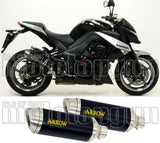 Double Sortie D'Échappement Homologuée Au Niveau Sonore Thunder Aluminium Noir Acier - Arrow Special Parts Compatible Avec Kawasaki Z 1000 (2014-2016)