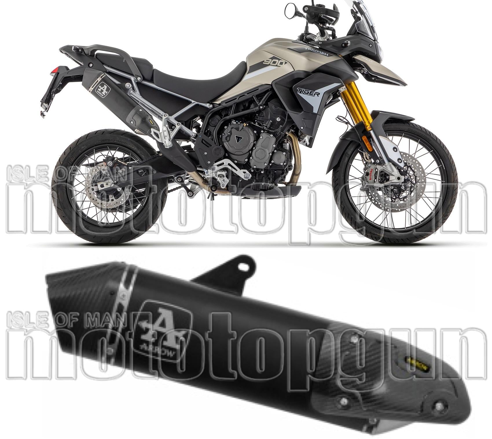 Exhaust Tip With Noise Certification Veloce Black Aluminium Carbon - Arrow Special Parts Compatible With Triumph Tiger 850 (2020-2024)