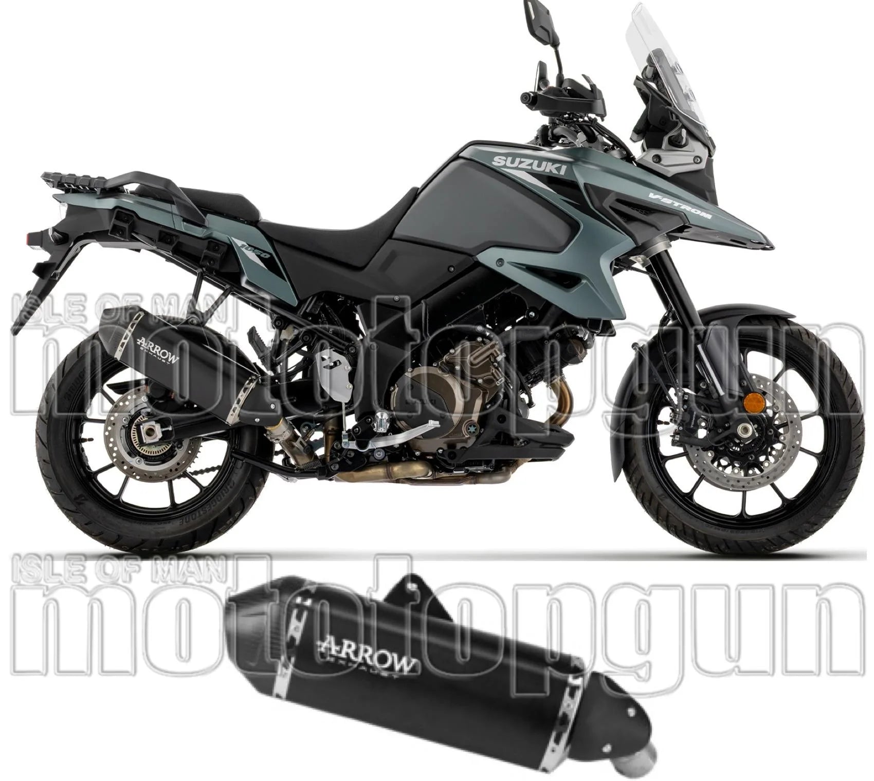 Système D'Échappement Homologué Au Niveau Sonore Explorer Aluminium Noir Embout Carby - Arrow Special Parts Compatible Avec Suzuki V-Strom 1050 (2025-2026)
