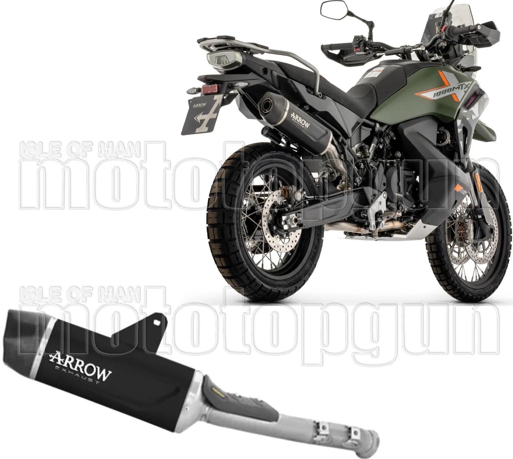 Système D'Échappement Homologué Au Niveau Sonore Indy-Race Evo Corps En Aluminium Noir Et Embout En Carbone - Arrow Special Parts Compatible Avec Cfmoto 1000 Mt-X (2026)