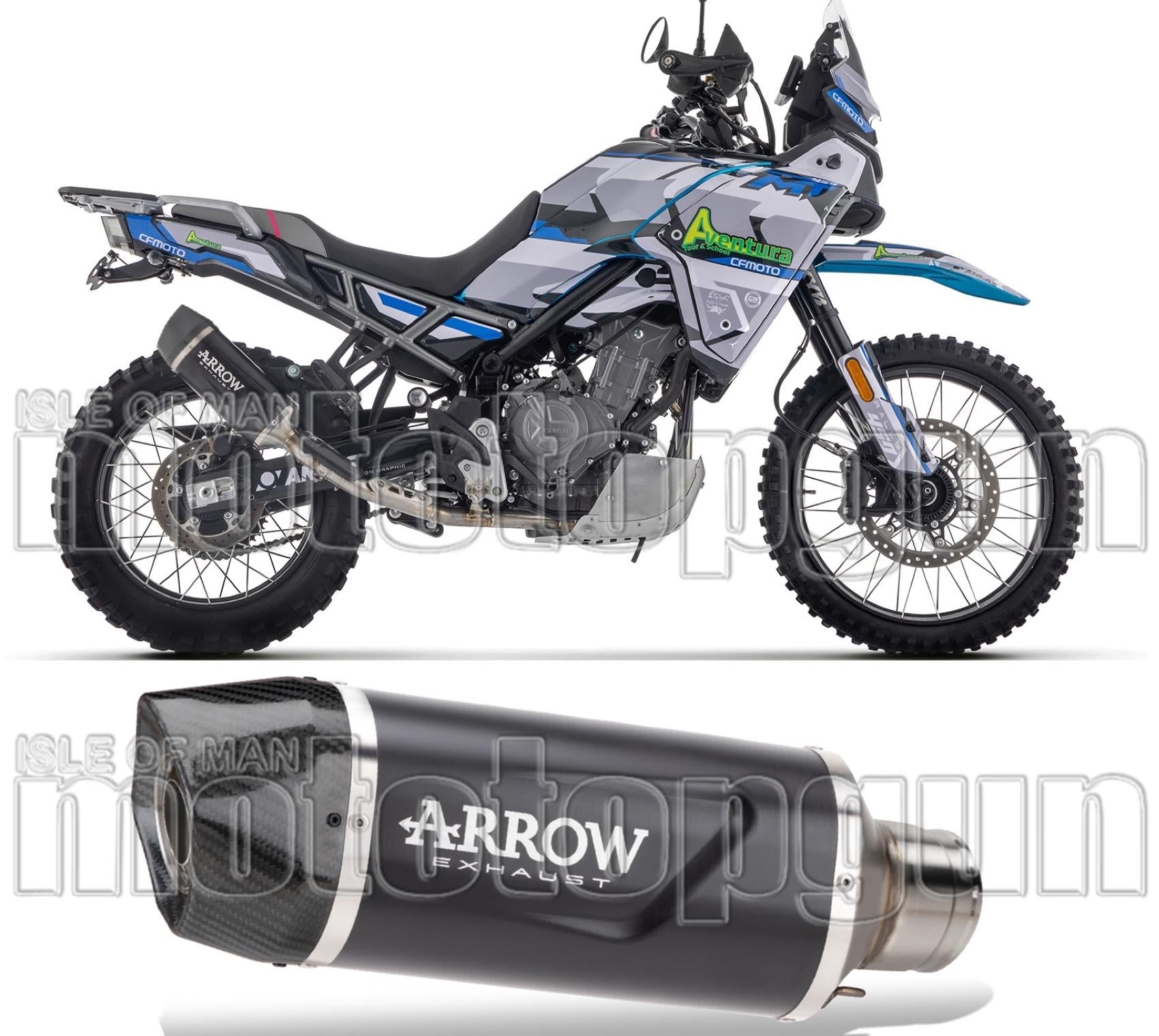 Exhaust Tip With Noise Certification Indy-Race Evo Black Aluminium Carbon - Arrow Special Parts Compatible With Cfmoto 450 Mt (2024)