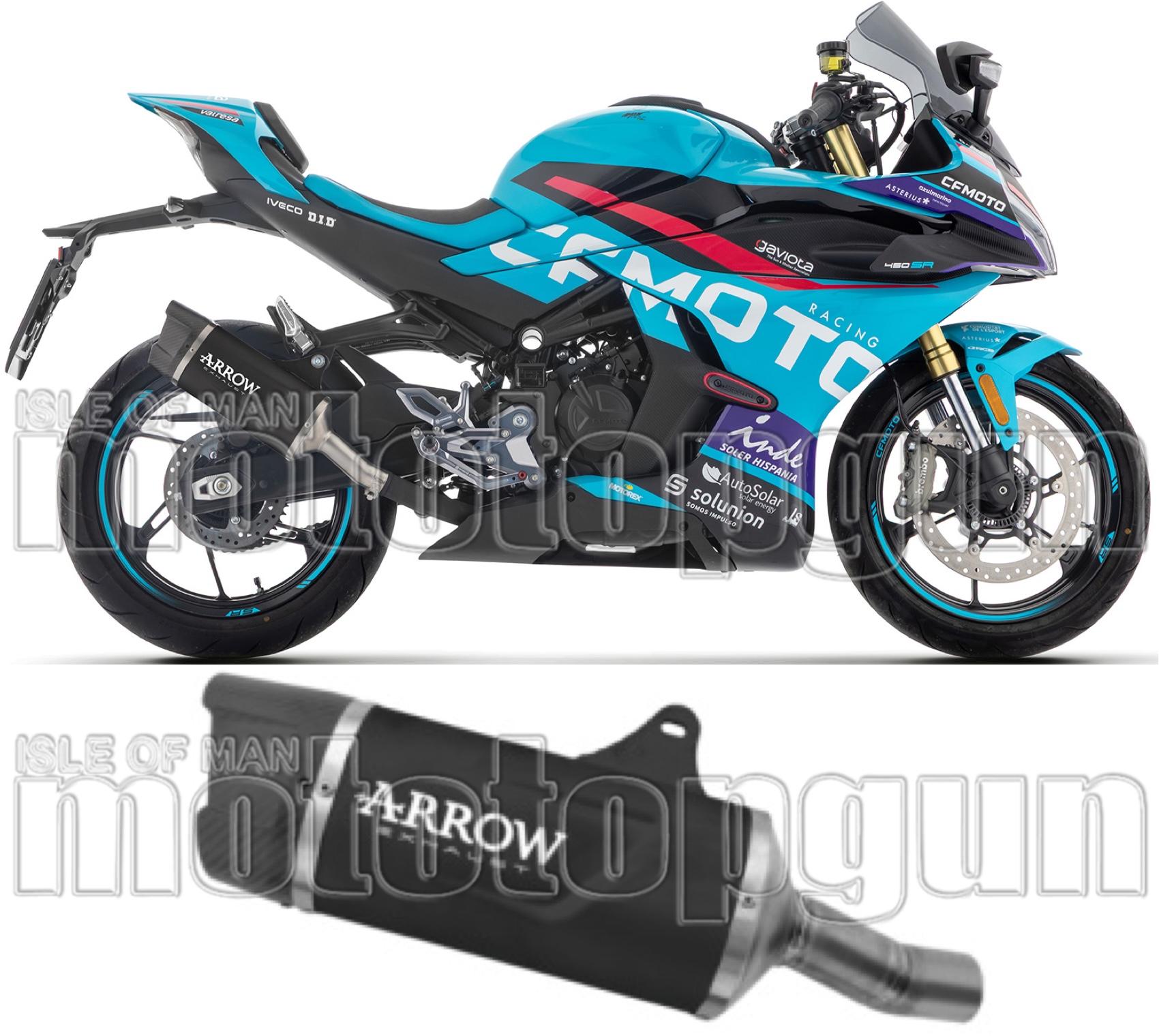 Exhaust Tip With Noise Certification Indy-Race Evo Black Aluminium Carby End Cap - Arrow Special Parts Compatible With Cfmoto 450 Sr (2025-2026)