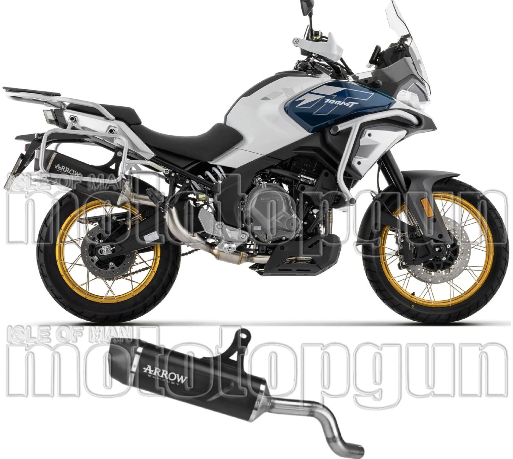 Système D'Échappement Homologué Au Niveau Sonore Indy-Race Evo Aluminium Noir Embout Carby - Arrow Special Parts Compatible Avec Cfmoto 700 Mt Adventure (2025-2026)