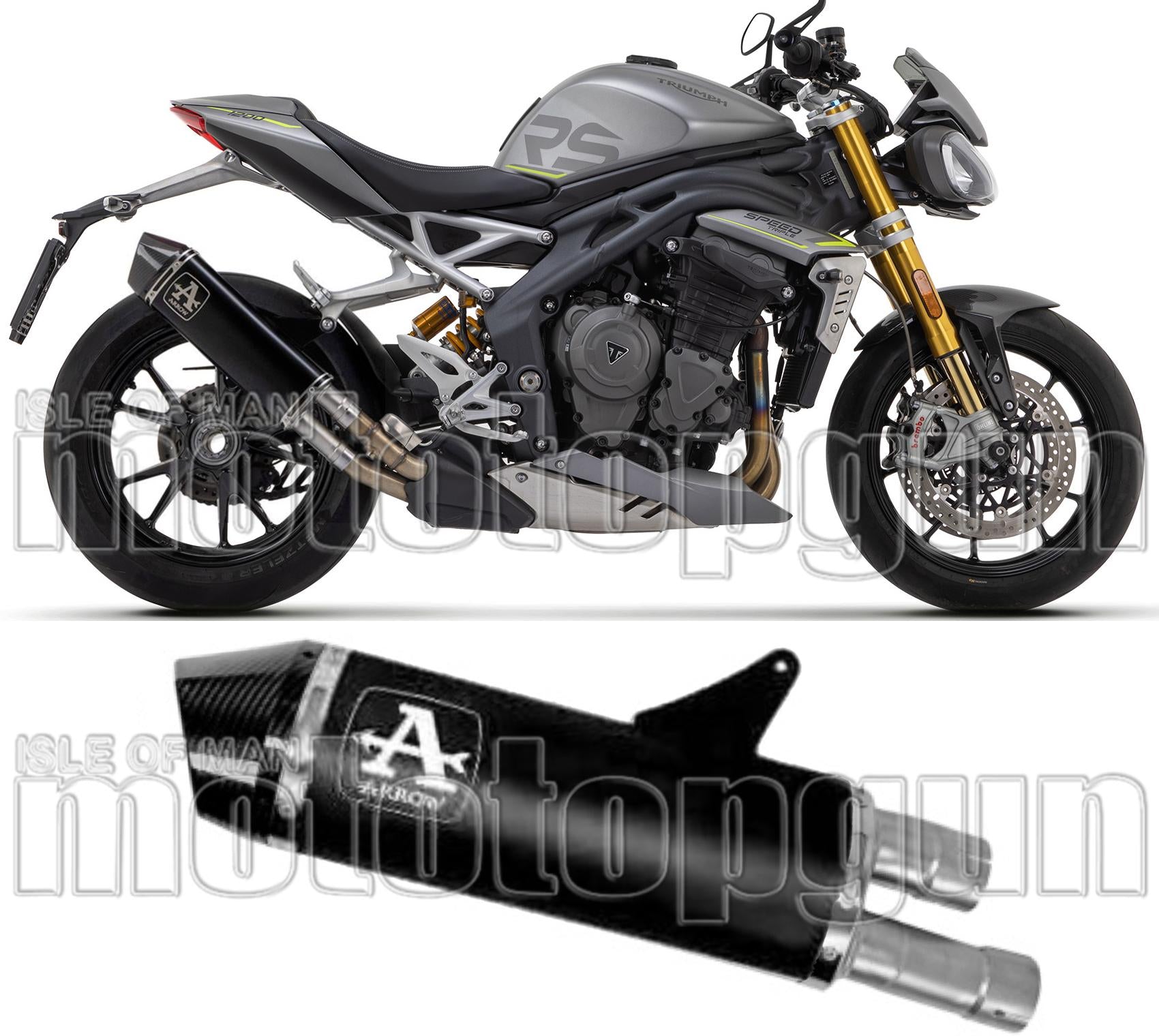 Exhaust Tip With Noise Certification Race-Tech Black Titanium Carbon - Arrow Special Parts Compatible With Triumph Speed Triple 1200 Rs (2021-2024)