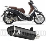 Système D'Échappement Catalytique Avec Homologation Acoustique Urban Aluminium Noir Acier Noir - Arrow Special Parts Compatible Avec Piaggio Beverly 300 Hpe (2021-2024)