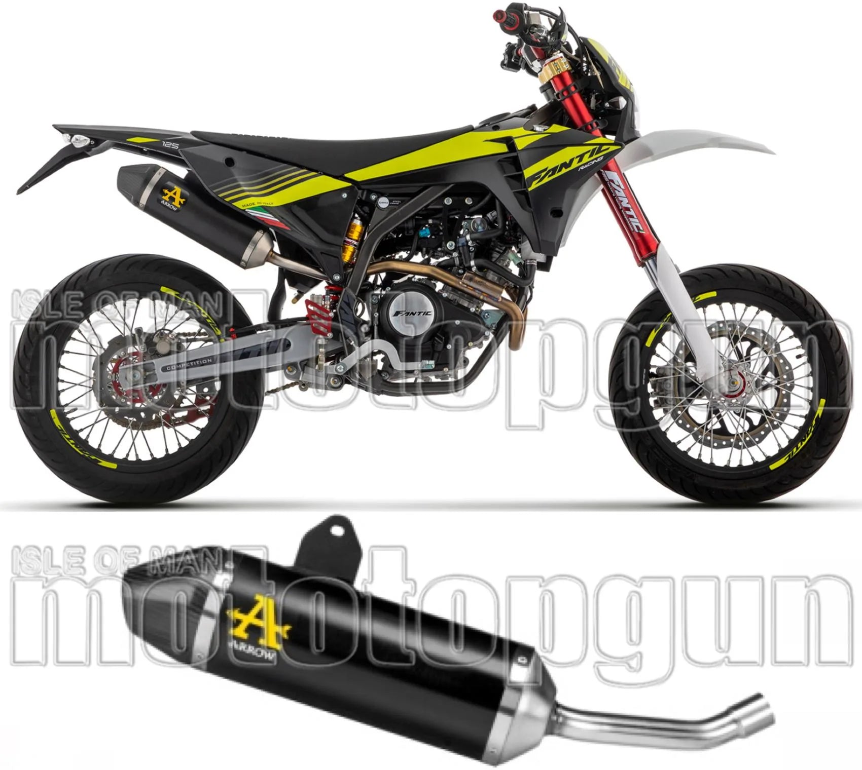 Système D'Échappement Homologué Au Niveau Sonore Thunder Aluminium Noir Carbon - Arrow Special Parts Compatible Avec Fantic Motor Xef 125 (2023-2024)