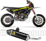 Système D'Échappement Homologué Au Niveau Sonore Thunder Aluminium Noir Carbon - Arrow Special Parts Compatible Avec Fantic Motor Xmf 125 (2023-2024)