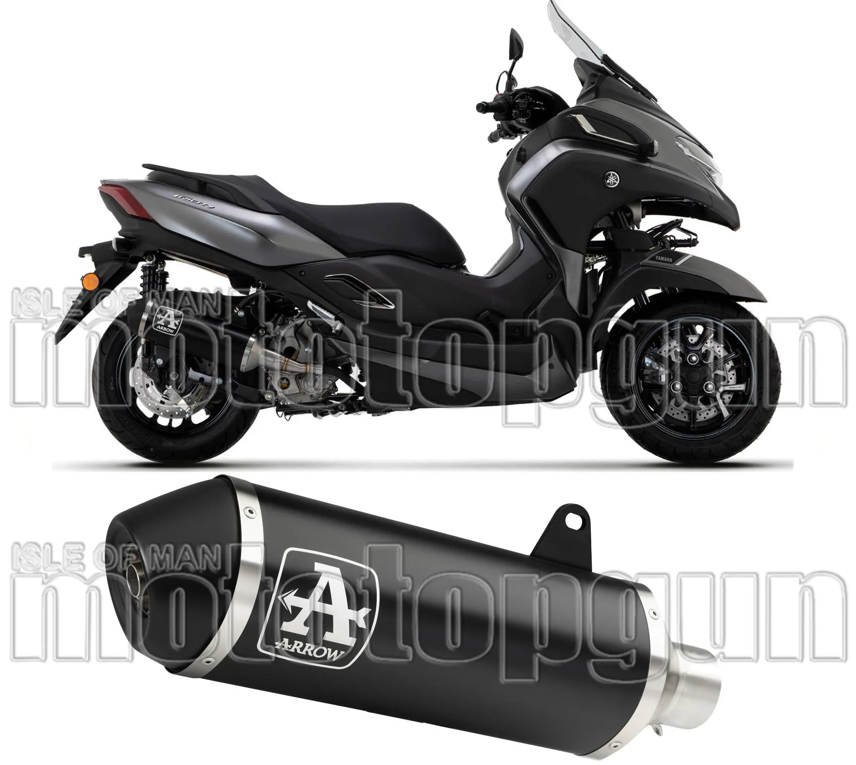 Système D'Échappement Catalytique Avec Homologation Acoustique Urban Aluminium Noir Acier Noir - Arrow Special Parts Compatible Avec Yamaha Tricity 300 (2021-2024)