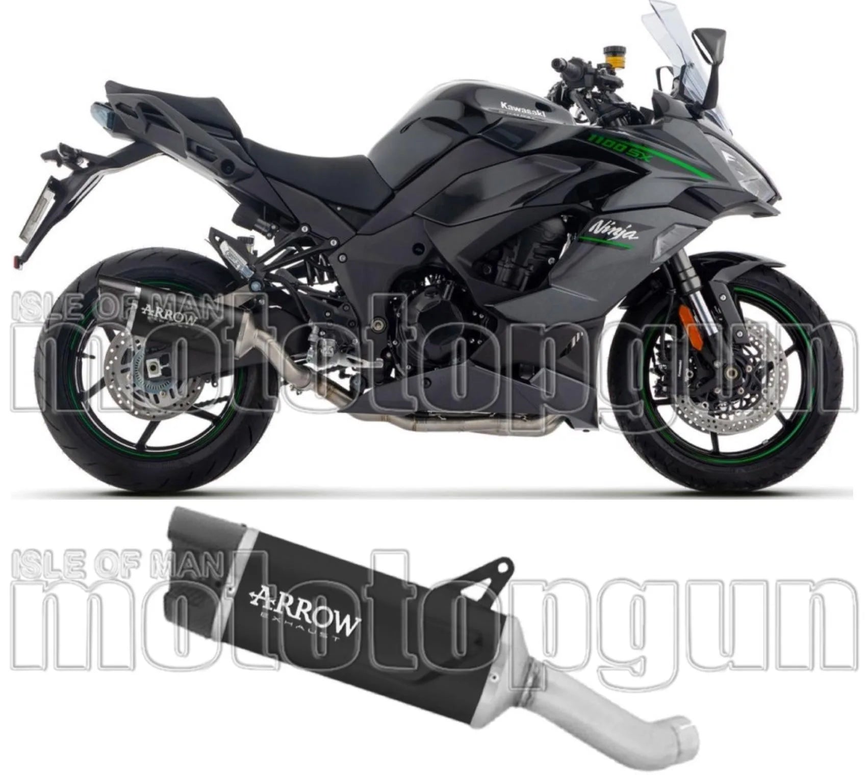 Système D'Échappement Homologué Au Niveau Sonore Indy-Race Evo Aluminium Noir Embout Carby - Arrow Special Parts Compatible Avec Kawasaki Ninja 1100 Sx (2025-2026)