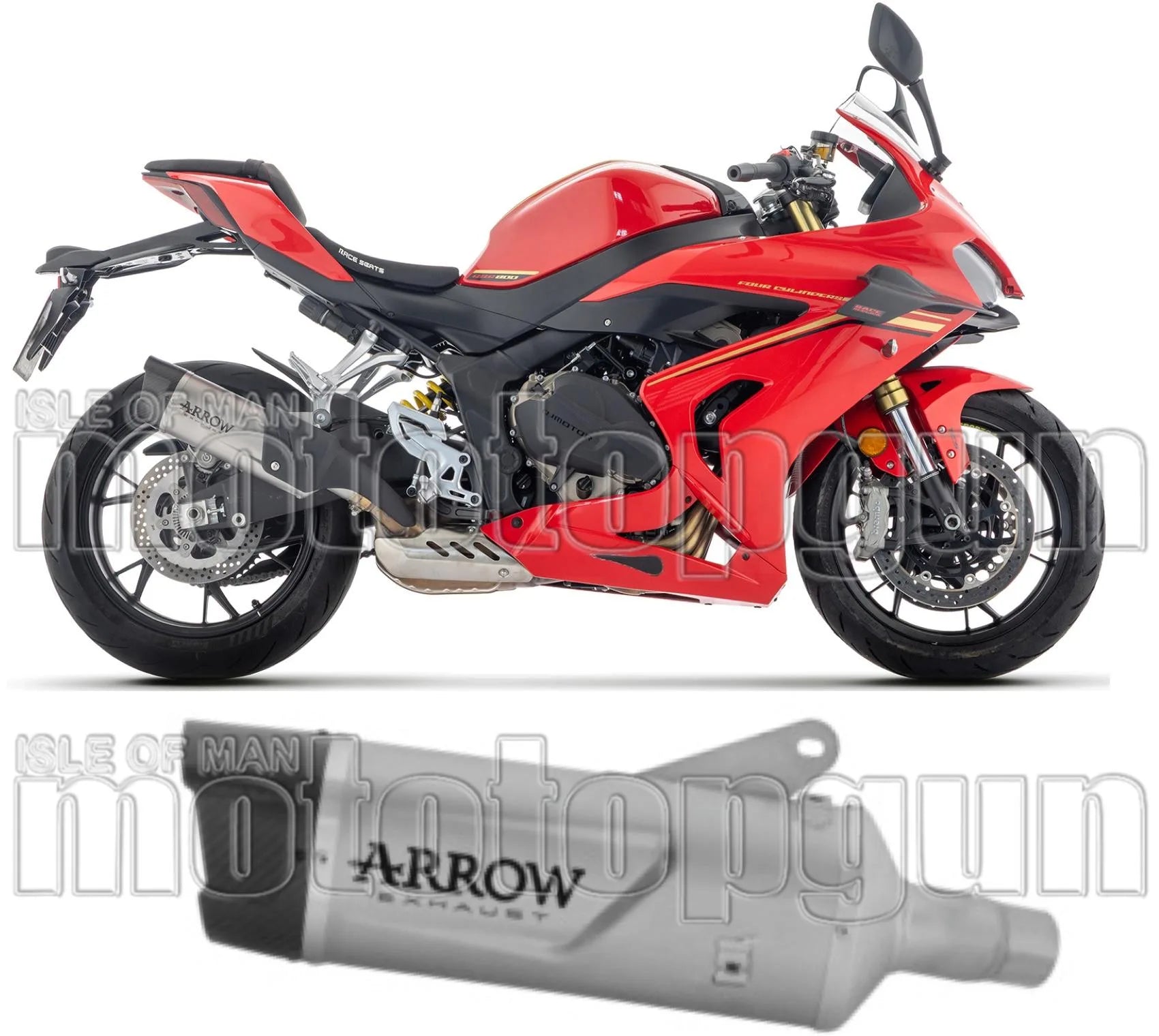 Système D'Échappement Homologué Au Niveau Sonore Indy-Race Evo Titanium Embout Carby - Arrow Special Parts Compatible Avec Qj Motor Srk 800 Rr (2024-2025)
