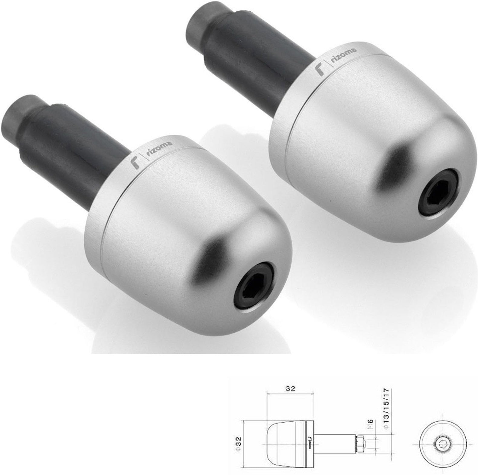 Couple Bar-End Plugs Ma302A - Rizoma Compatible With Mv Agusta Brutale 750 S (2002-2006)