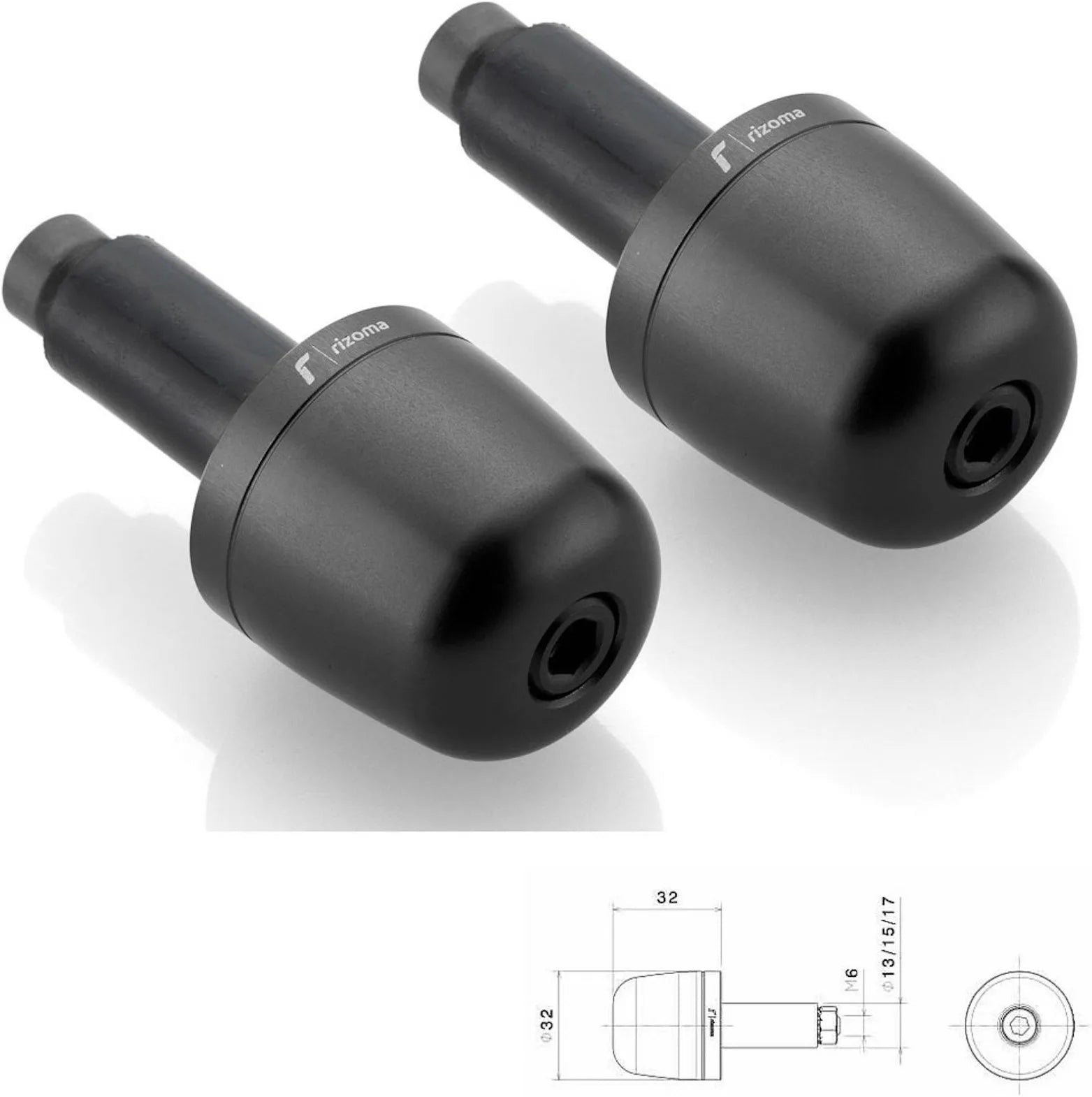 Couple Embouts Guidon Ma302B - Rizoma Compatible Avec Suzuki Gsr 600 (2006-2011)
