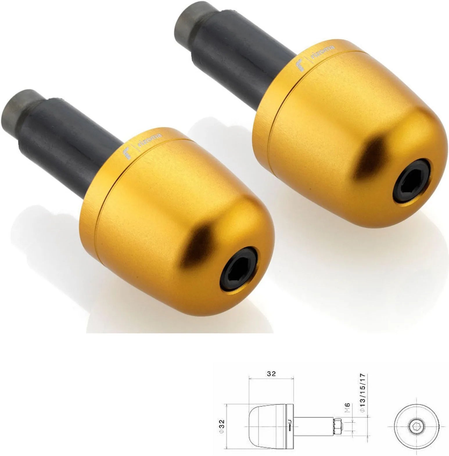 Couple Embouts Guidon Ma302G - Rizoma Compatible Avec Suzuki Gsr 600 (2006-2011)