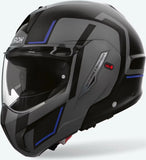 Casque Modulable Pour Moto Airoh Mathisse Ii - Mth2G18 Thermoplastic Hrt Bleu Mat Genius Taille Xs