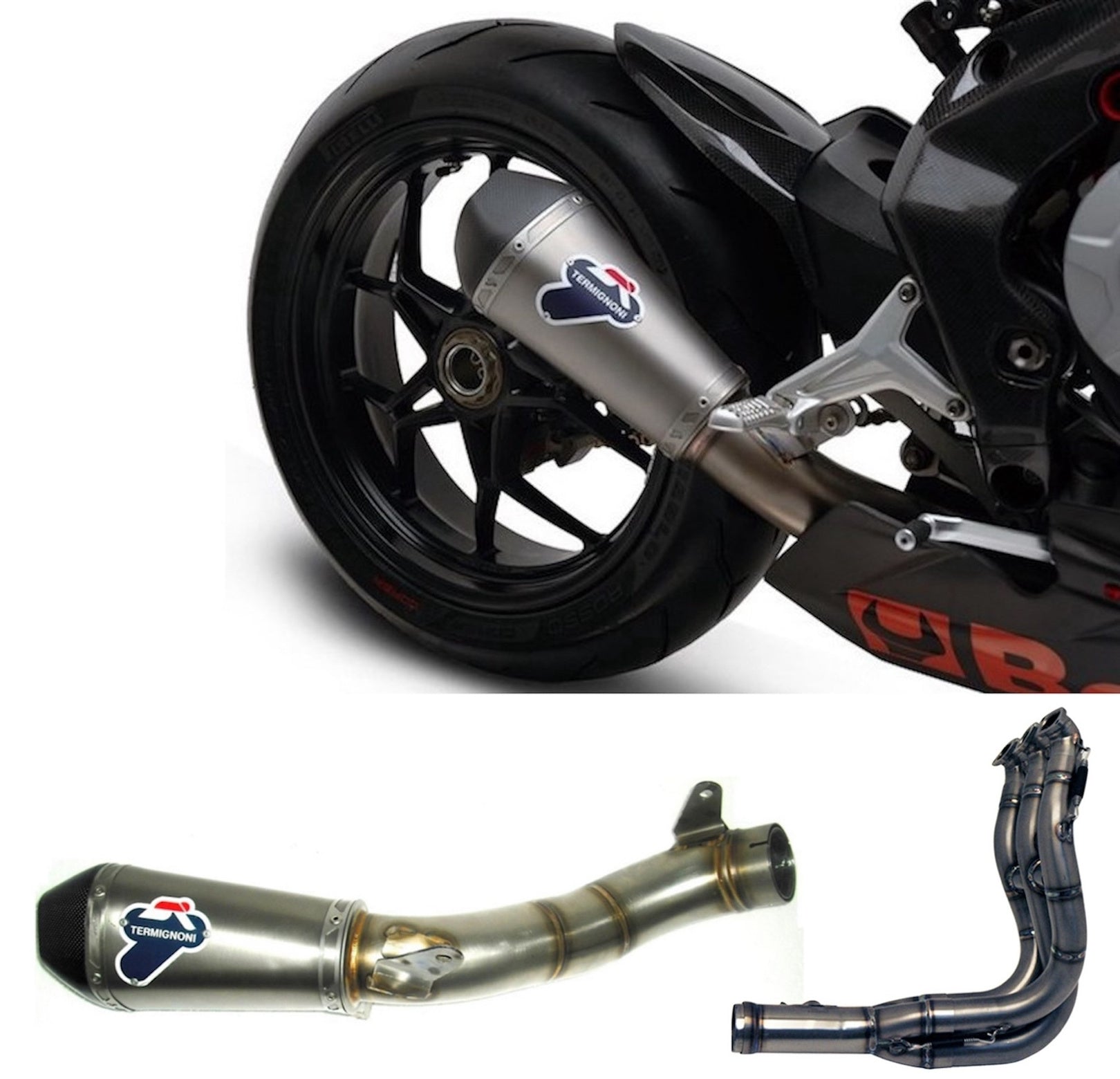 Complete Exhaust System Without Catalytic Converter And Without Sound Certification Relevance Titanium Carbon Cap - Termignoni Compatible With Mv Agusta F3 675 (2012-2020)