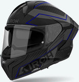 Casque Intégral Pour Moto Airoh Matryx - Mxse18 Composite Carbon Bleu Mat Sentinel Taille L