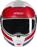 Casque Modulable Travelling Pour Moto Nolan N90-3 Blanc / Rouge / Bleu Roboto 345 Taille L
