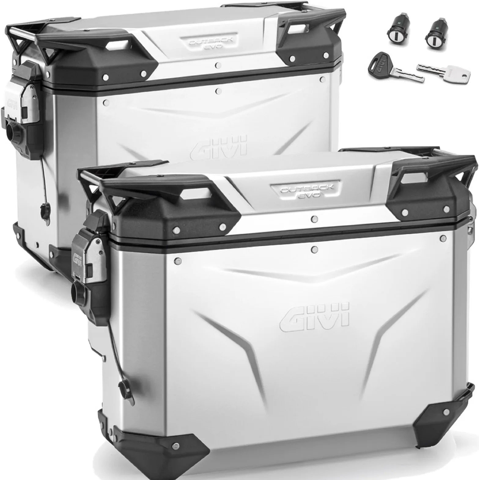 Valises Laterales Monokey Cam-Side Trekker Outback Evo Smart Aluminium Anodisé + Serrure 70 Lt Trekker Outback Evo Smart Aluminium Anodisé - Givi Compatible Avec Ktm 1290 Super Adventure T (2017)