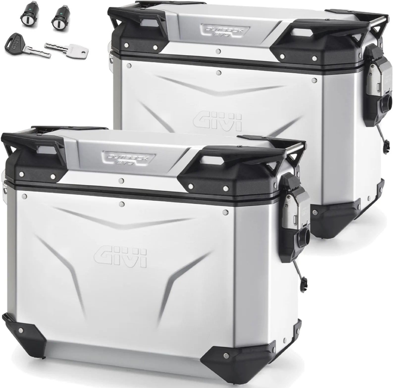 Valises Laterales Monokey Cam-Side Trekker Outback Evo Smart Aluminium Anodisé + Serrure 74 Lt Trekker Outback Evo Smart Aluminium Anodisé - Givi Compatible Avec Yamaha Xt 1200 Ze Super Ténéré (2014-2020)