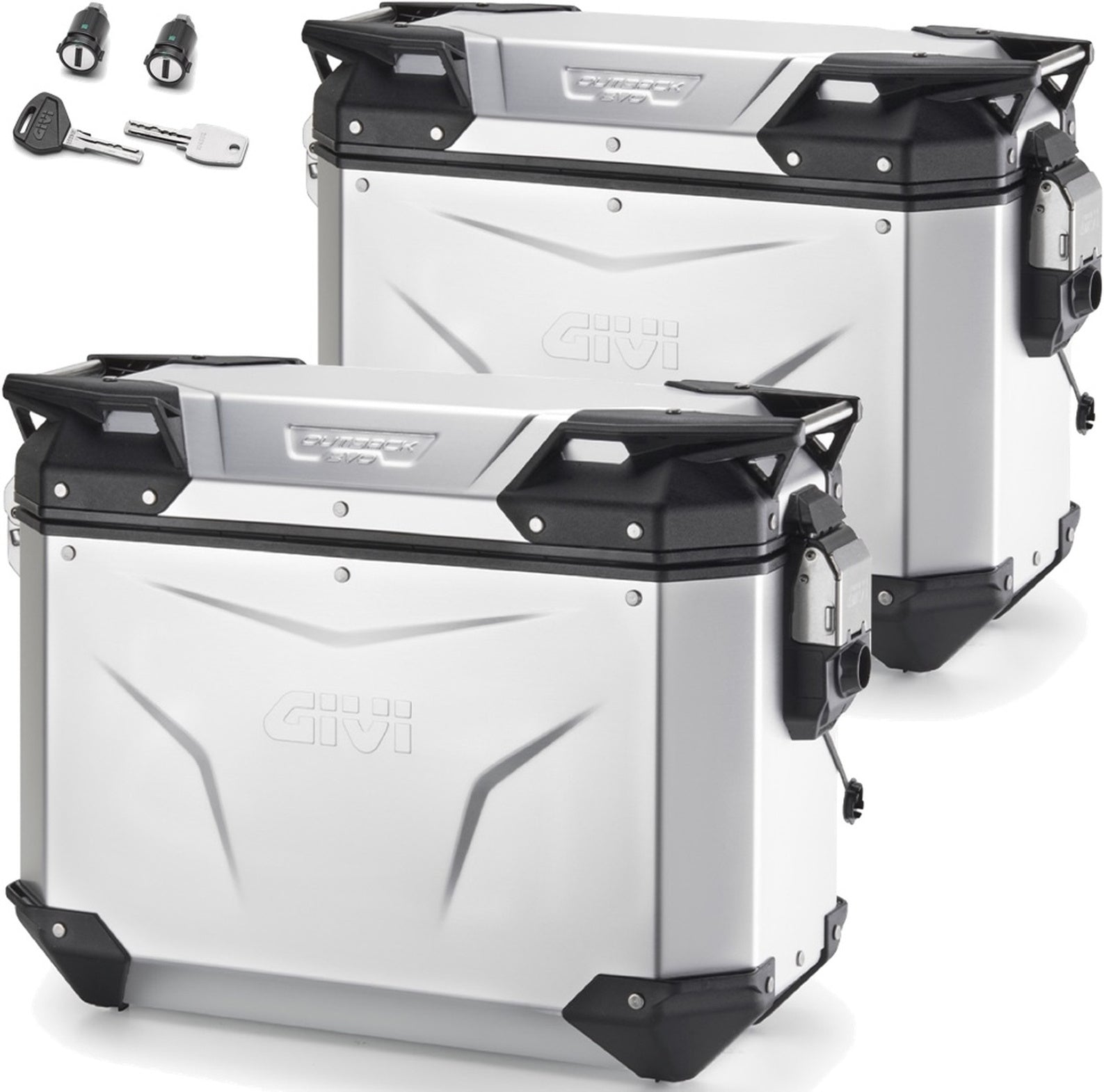 Monokey Cam-Side Trekker Outback Evo Smart Anodized Aluminium Side Cases + Locks - 74 Lt Trekker Outback Evo Smart Anodized Aluminium - Givi Compatible With Moto Guzzi Stelvio 1000 (2024)