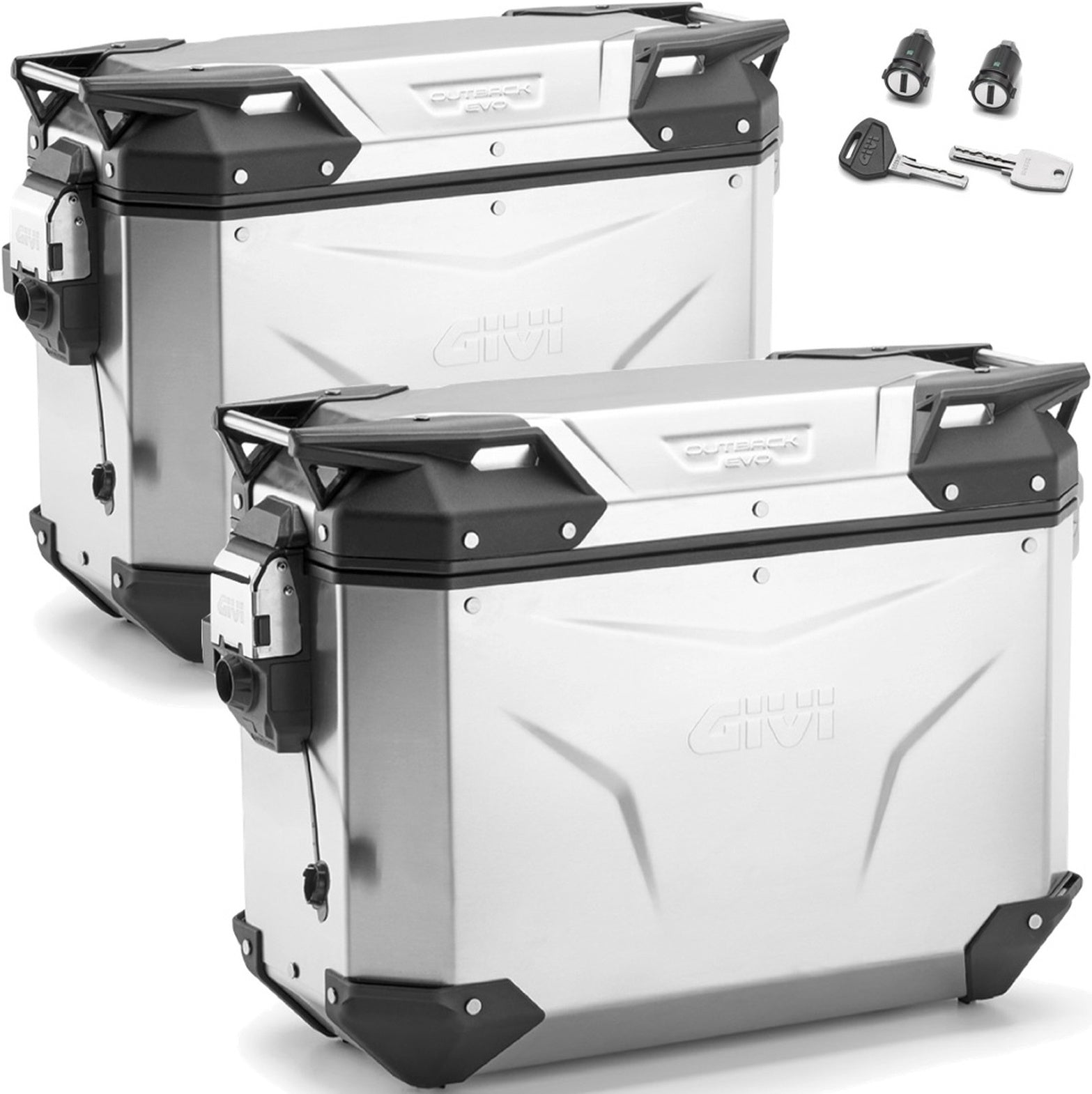 Valises Laterales Monokey Cam-Side Trekker Outback Evo Smart Aluminium + Serrure 74 Lt Trekker Outback Evo Smart Aluminium - Givi Compatible Avec Moto Guzzi V85 Tt (2024)