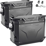 Monokey Cam-Side Trekker Outback Evo Smart Black Aluminium Side Cases + Locks - 74 Lt Trekker Outback Evo Smart Aluminium - Givi Compatible With Honda Xl 750 Transalp (2023-2024)