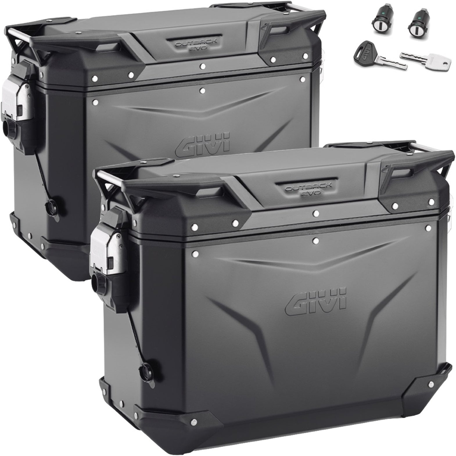 Monokey Cam-Side Trekker Outback Evo Smart Black Aluminium Side Cases + Locks - 74 Lt Trekker Outback Evo Smart Aluminium - Givi Compatible With Moto Guzzi Stelvio 1000 (2024)