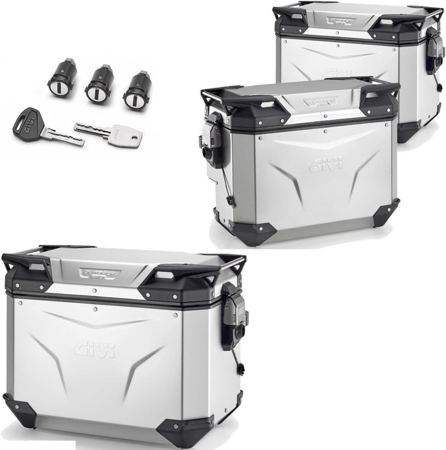 Trekker Outback Evo Smart Anodized Aluminium Top Case + Side Cases R Recessed - 130 Lt Trekker Outback Evo Smart Anodized Aluminium - Givi Compatible With Benelli Trk 702 (2023-2024)
