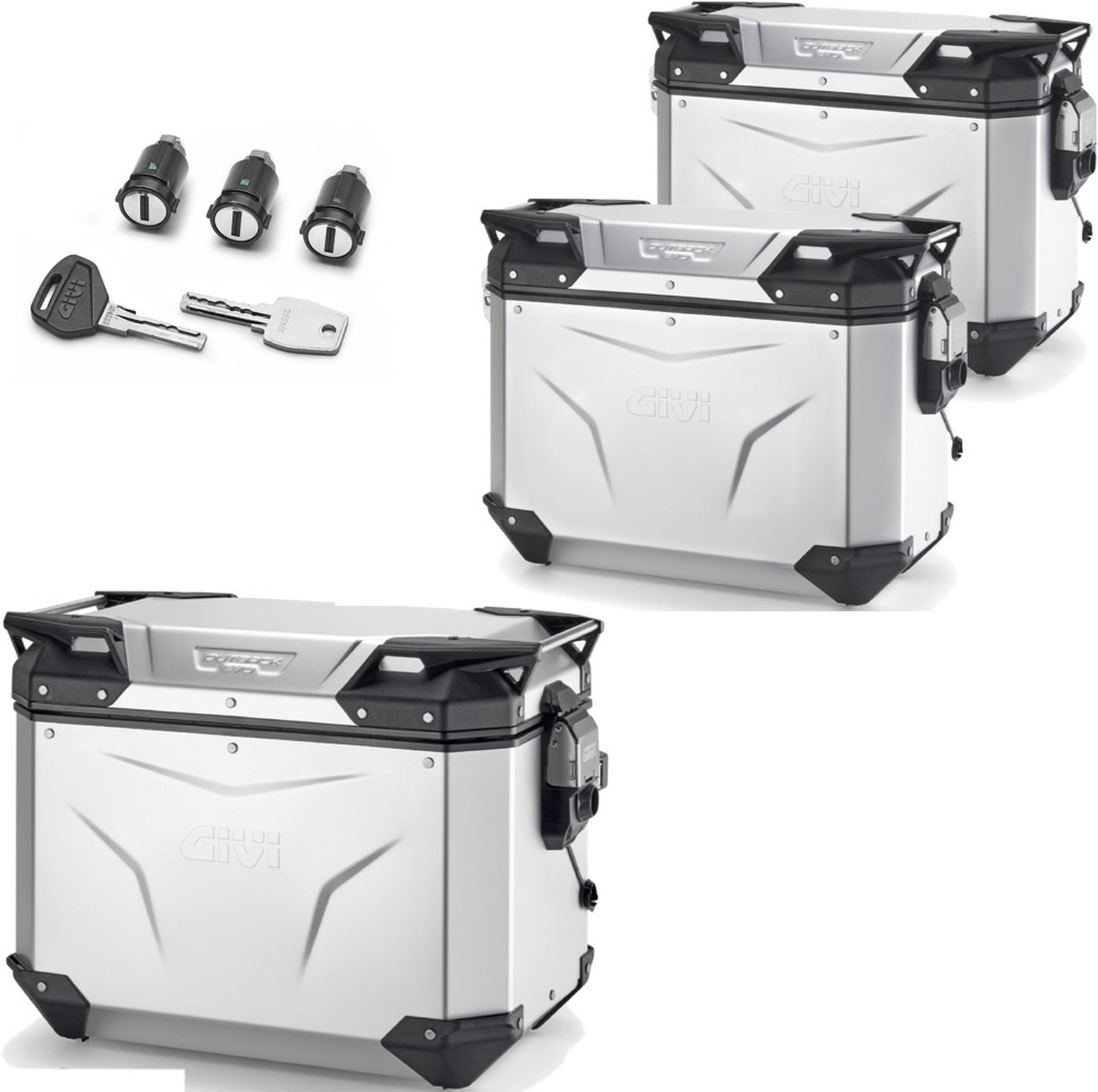 Trekker Outback Evo Smart Aluminium Top Case + Side Cases - 116 Lt Trekker Outback Evo Smart Aluminium - Givi Compatible With Triumph Tiger 660 Sport (2022-2024)