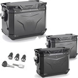 Top Case + Valises Laterales Trekker Outback Evo Smart Aluminium Noir Dx Évidée 130 Lt Trekker Outback Evo Smart Aluminium - Givi Compatible Avec Benelli Trk 702 X (2023-2024)
