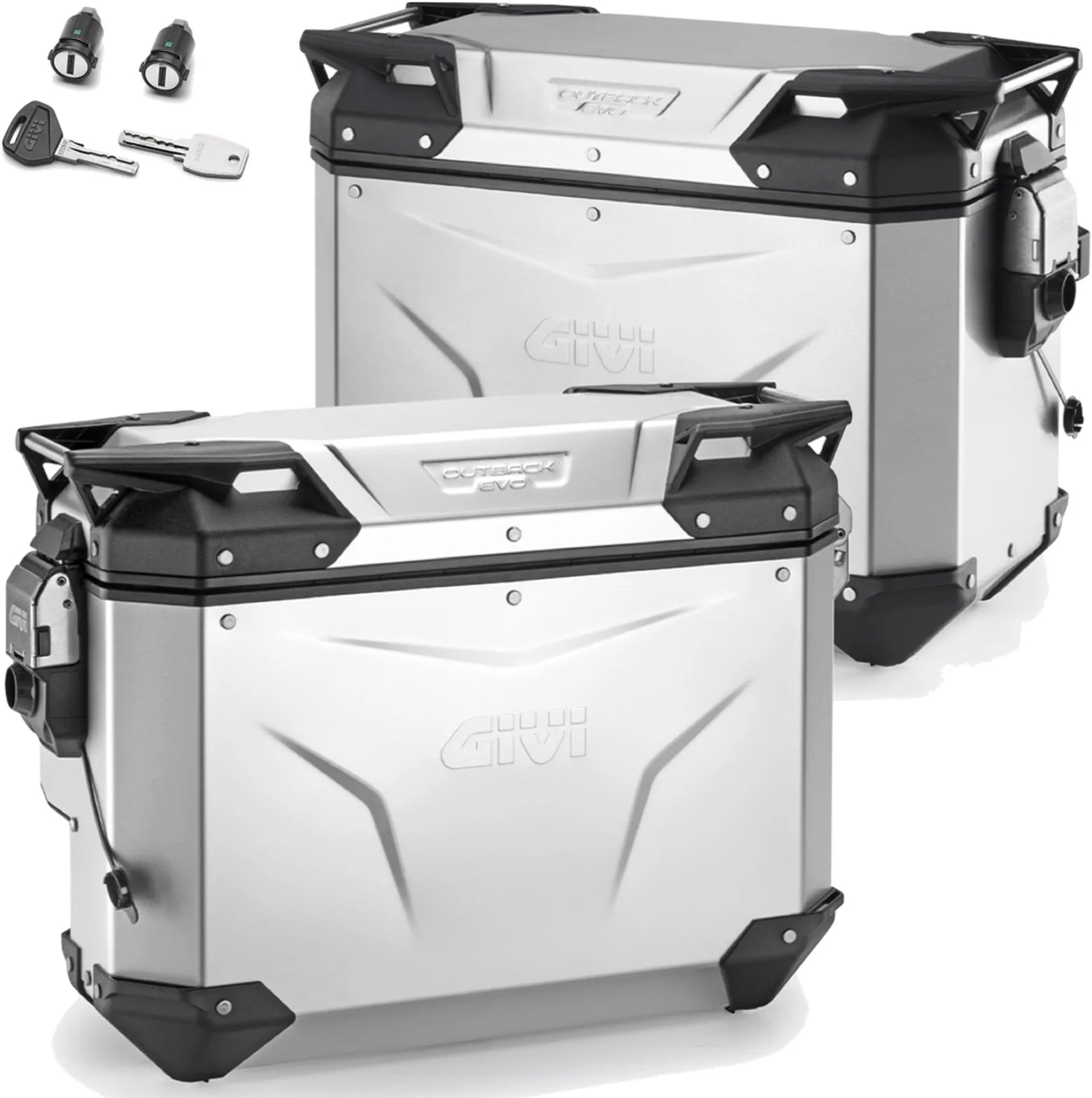 Valises Laterales Monokey Cam-Side Trekker Outback Evo Smart Aluminium Anodisé + Serrure 77 Lt Trekker Outback Evo Smart Aluminium Anodisé - Givi Compatible Avec Ktm 790 Adventure R (2019-2020)