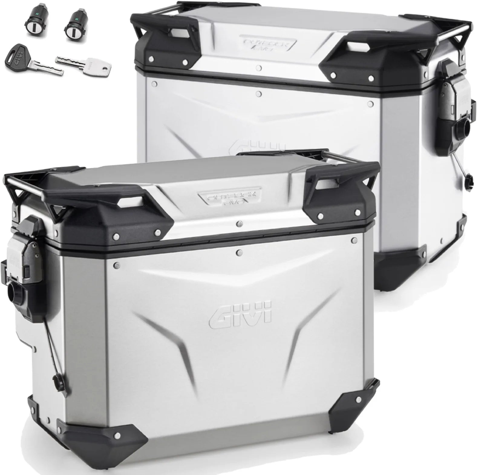 Valises Laterales Monokey Cam-Side Trekker Outback Evo Smart Aluminium + Serrure 84 Lt Trekker Outback Evo Smart Aluminium - Givi Compatible Avec Ktm 1290 Super Adventure S (2021-2024)