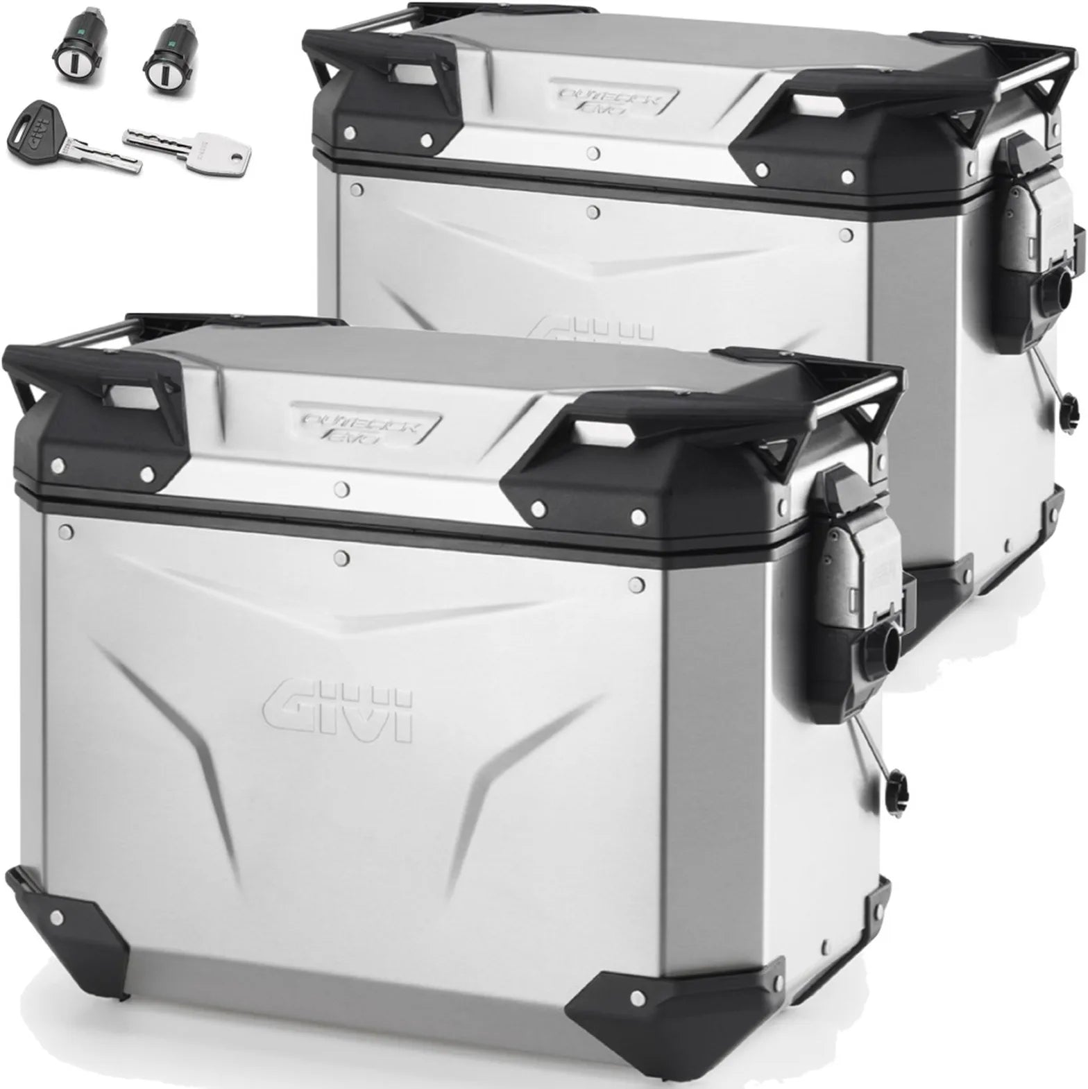 Valises Laterales Monokey Cam-Side Trekker Outback Evo Smart Aluminium Anodisé + Serrure 88 Lt Trekker Outback Evo Smart Aluminium Anodisé - Givi Compatible Avec Yamaha Xt 1200 Ze Super Ténéré (2014-2020)
