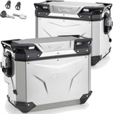 Valises Laterales Monokey Cam-Side Trekker Outback Evo Smart Aluminium + Serrure Dx Évidée 88 Lt Trekker Outback Evo Smart Aluminium - Givi Compatible Avec Benelli Trk 702 (2023-2024)