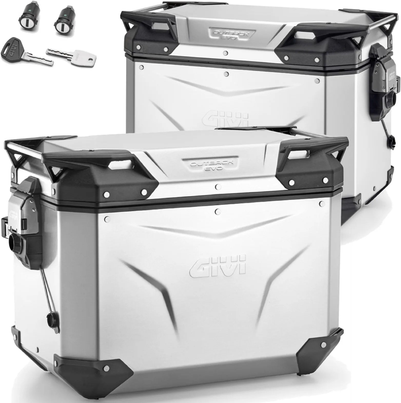 Valises Laterales Monokey Cam-Side Trekker Outback Evo Smart Aluminium + Serrure 96 Lt Trekker Outback Evo Smart Aluminium - Givi Compatible Avec Ktm 890 Adventure (2023-2025)