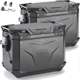 Monokey Cam-Side Trekker Outback Evo Smart Black Aluminium Side Cases + Locks - 96 Lt Trekker Outback Evo Smart Aluminium - Givi Compatible With Suzuki Dl 1000 V-Strom (2014-2016)