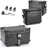 Top Case + Valises Laterales Trekker Outback Evo Smart Aluminium Noir Dx Évidée 135 Lt Trekker Outback Evo Smart Aluminium - Givi Compatible Avec Benelli Trk 702 X (2023-2024)