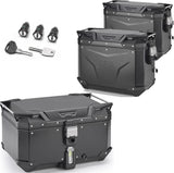 Trekker Outback Evo Smart Aluminium Black Top Case + Side Cases - 146 Lt Trekker Outback Evo Smart Aluminium - Givi Compatible With Honda Cb 500 X (2019-2023)