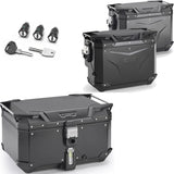 Top Case + Valises Laterales Trekker Outback Evo Smart Aluminium Noir Dx Évidée 146 Lt Trekker Outback Evo Smart Aluminium - Givi Compatible Avec Benelli Trk 702 X (2023-2024)
