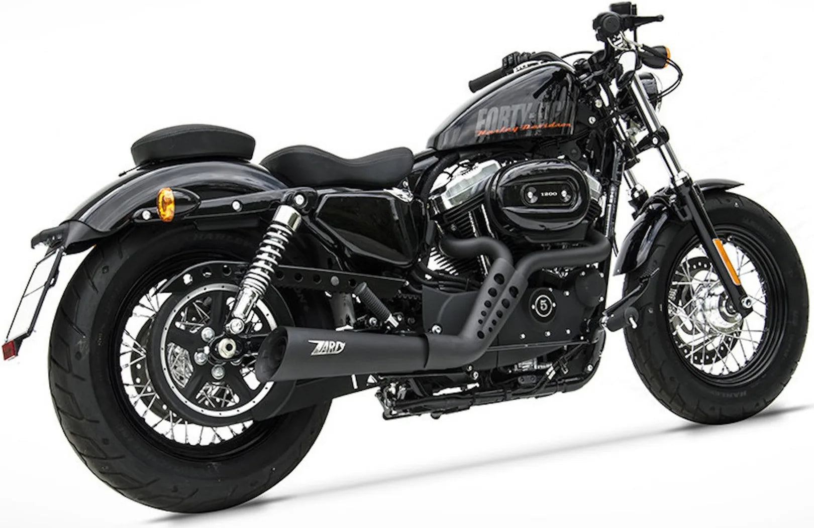Système D'Échappement Complet Avec Catalyseur Et Homologation Acoustique Sport Acier Noir - Zard Compatible Avec Harley-Davidson Sportster (2003-2013)