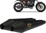Exhaust Tip With Noise Certification Conical Steel Black - Zard Compatible With Moto Guzzi V7 Café Classic - Stone (2008-2015)