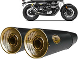 Système D'Échappement Homologué Au Niveau Sonore Big Acier Noir Embout Bronze - Zard Compatible Avec Moto Guzzi V9 Roamer (2016-2019)