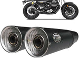 Exhaust Tip With Noise Certification Big Steel Black Endcap Aluminium - Zard Compatible With Moto Guzzi V9 Bobber (2016-2019)