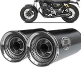 Système D'Échappement Homologué Au Niveau Sonore Slim Acier Noir Embout Aluminium - Zard Compatible Avec Moto Guzzi V9 Roamer (2016-2019)