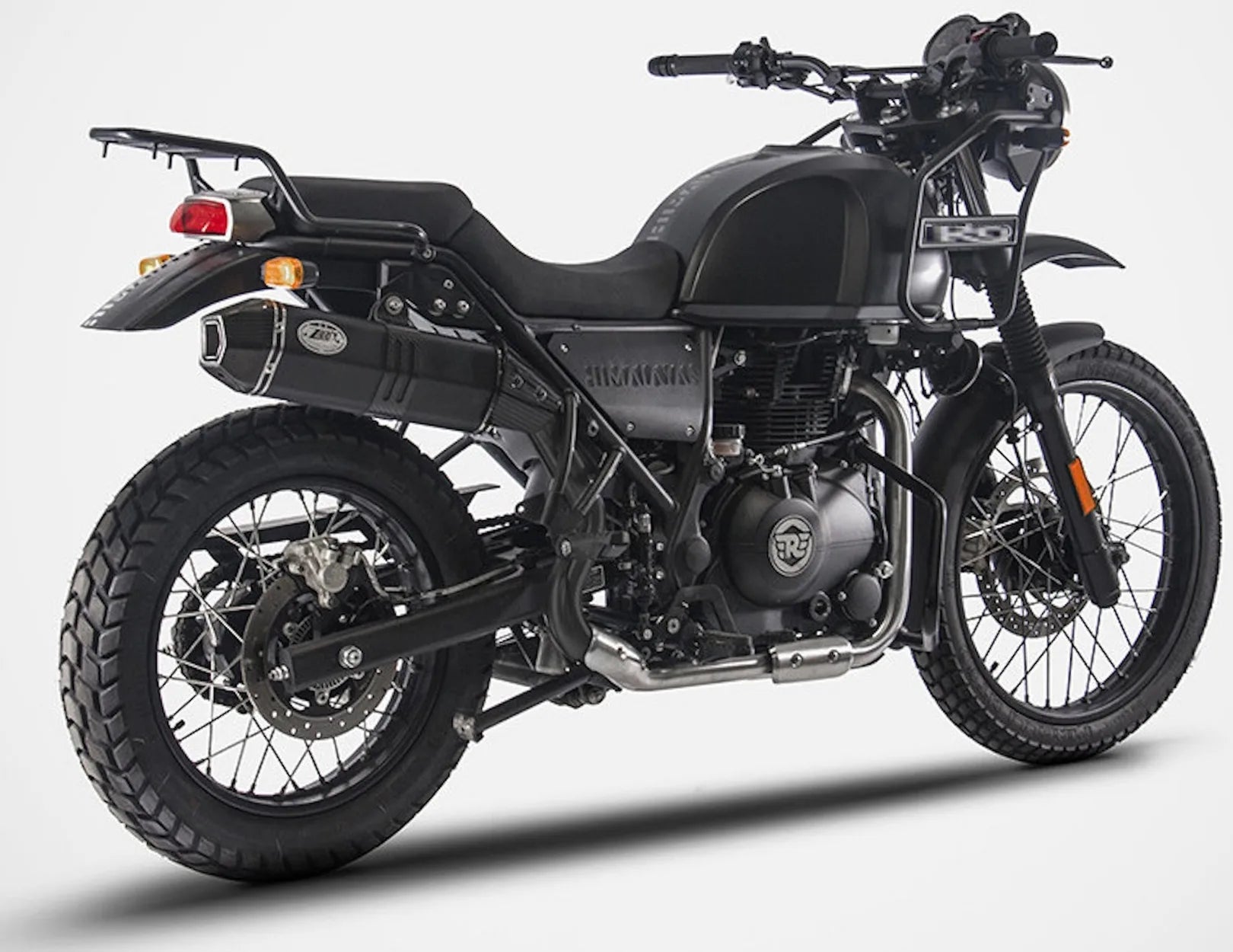 Système D'Échappement Homologué Au Niveau Sonore Penta High Acier Noir Embout Carbon - Zard Compatible Avec Royal Enfield Himalayan (2017-2020)