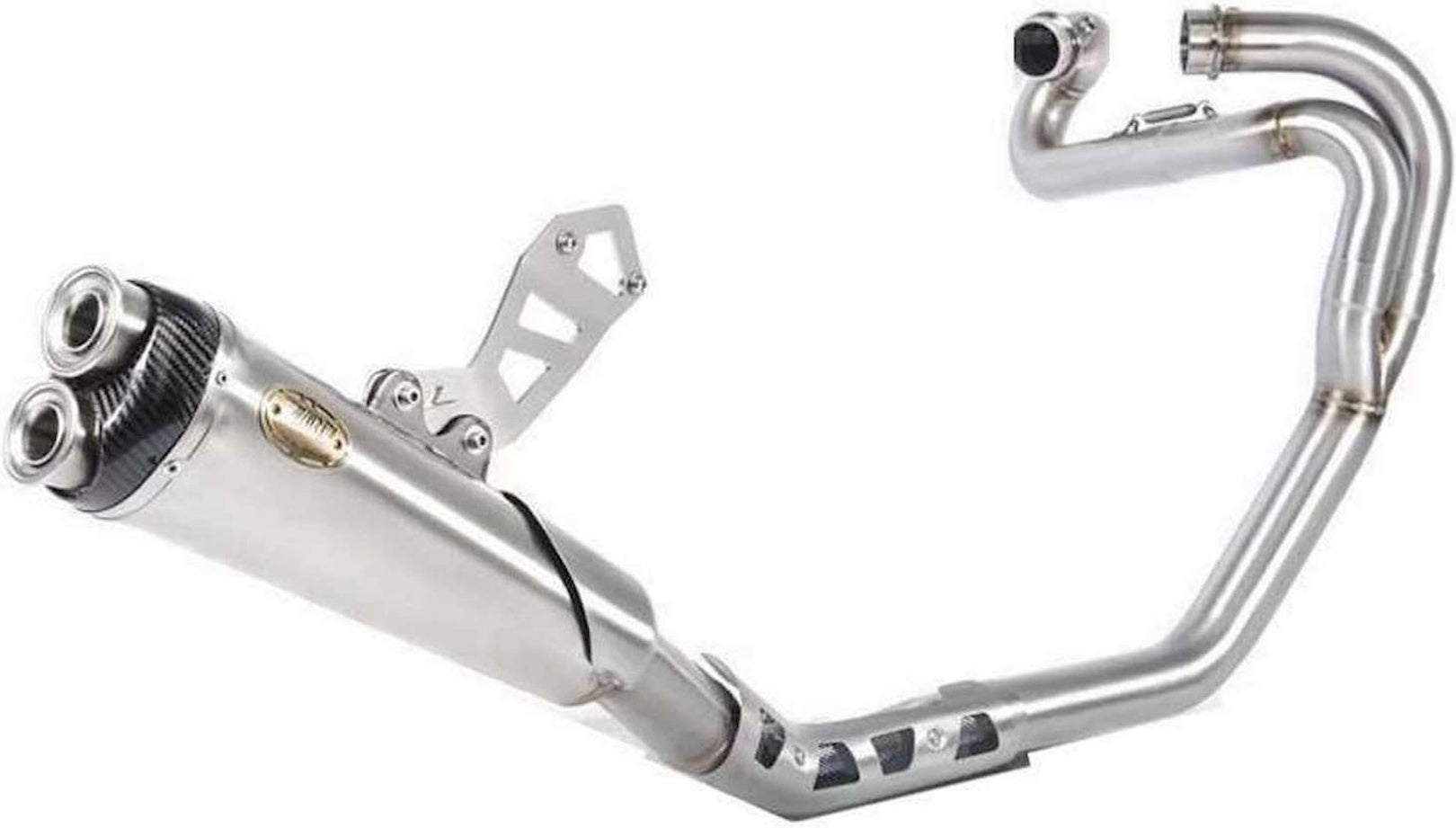 Complete Catalytic Exhaust System With Sound Certification Stainless Steel Endcap Carbon - Zard Compatible With Triumph Scrambler 1200 (2021-2023)