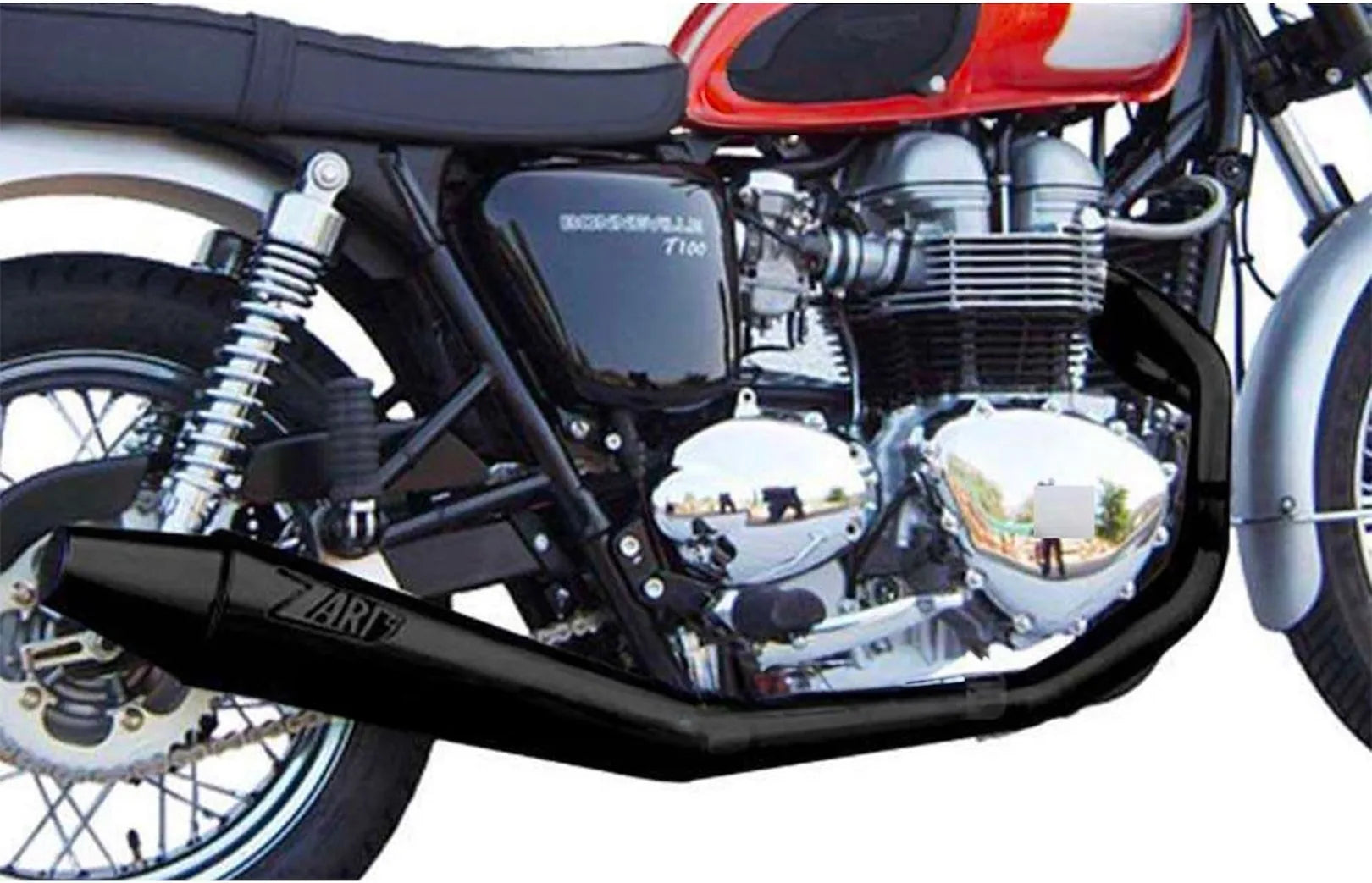 Système D'Échappement Complet Avec Catalyseur Et Homologation Acoustique Conical Low Acier Noir - Zard Compatible Avec Triumph Thruxton 900 (2001-2016)