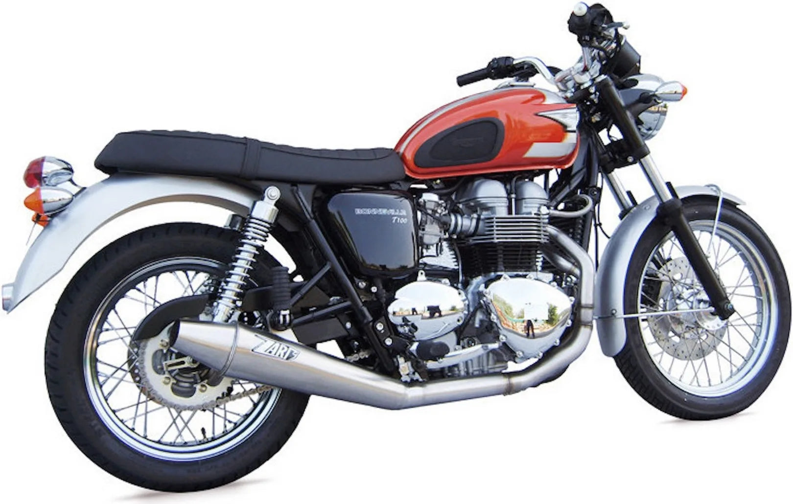 Système D'Échappement Complet Avec Catalyseur Et Homologation Acoustique Conical Low Acier - Zard Compatible Avec Triumph Bonneville T100 (2001-2016)
