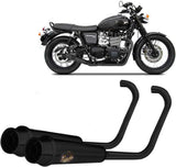 Système D'Échappement Complet Sans Catalyseur Et Homologué Au Niveau Sonore Back Acier Noir - Zard Compatible Avec Triumph Bonneville T120 (2016-2020)