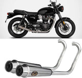 Système D'Échappement Complet Avec Catalyseur Et Homologation Acoustique Acier Polish - Zard Compatible Avec Triumph Bonneville T120 (2016-2020)